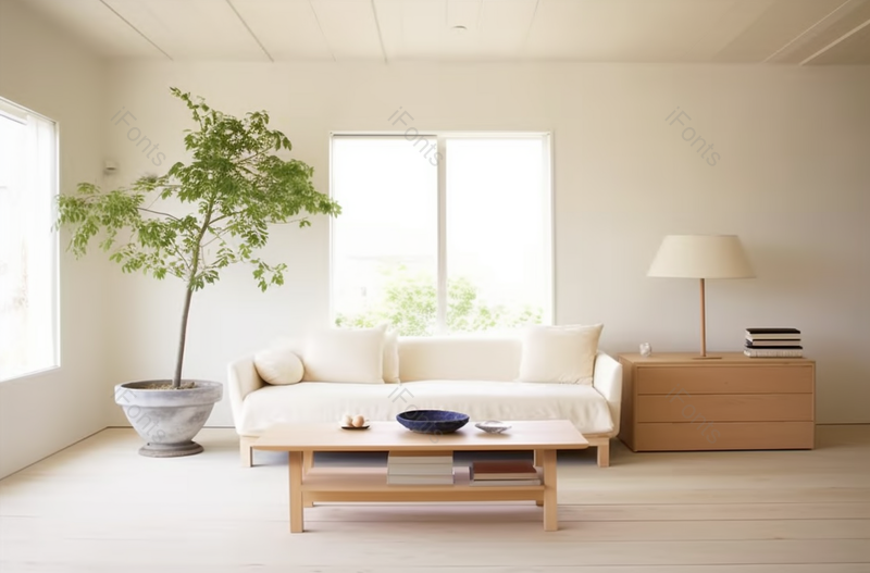 房间内部有沙发和盆栽植物,高清,摄影图,摄影图片,图片大全,摄影图免费下载